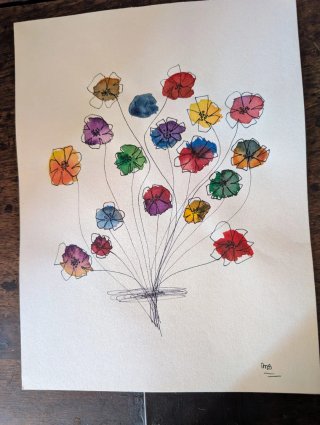 Acquerello fiori colorati dimensione A4