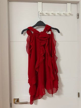 Top fiesta volantes tirantes rojo