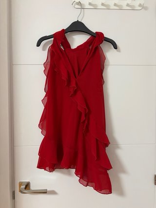 Top fiesta volantes tirantes rojo