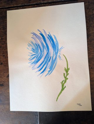 Acquerello fiore blu dimensione A4