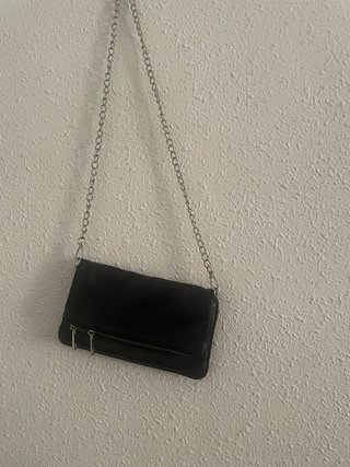 Bolso Misako Negro Piel Cremallera Cadena