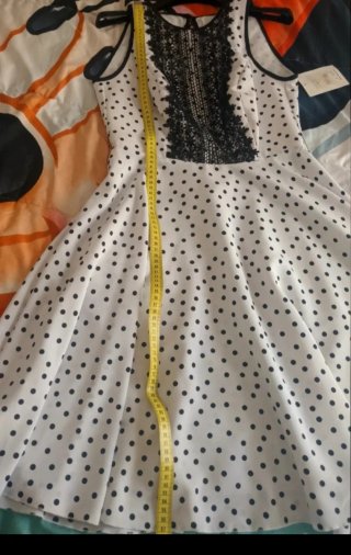 Vestido blanco lunares negro talla S nuevo