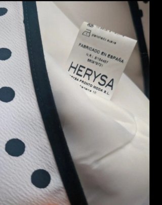 Vestido blanco lunares negro talla S nuevo