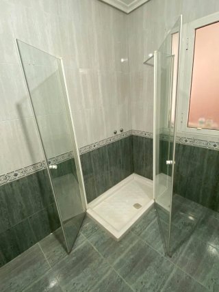 Mampara de ducha cristal y plástico