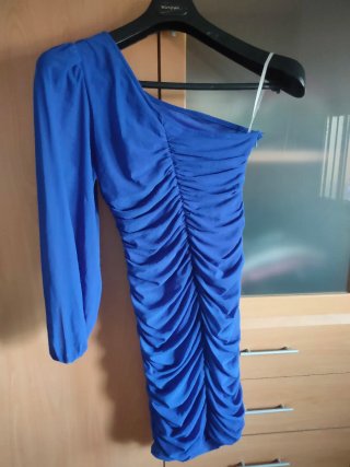 Vestido asimétrico azul talla única