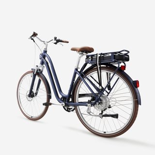 Bicicleta eléctrica urbana cuadro bajo Elops 900 E Azul