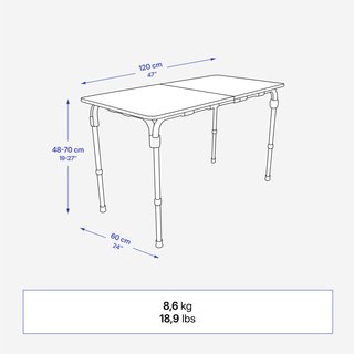 Mesa de camping plegable y ajustable, 4/6 personas, con
