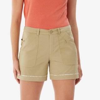 Pantalón corto de senderismo 6 bolsillos mujer, NH500 beige
