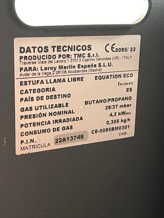 Estufa Gas Equation Eco 4.2 kW