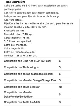 Cofre de techo para baca