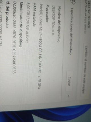 HP Folio i7  1040 G1 - 8GB RAM sin disco ni cargad