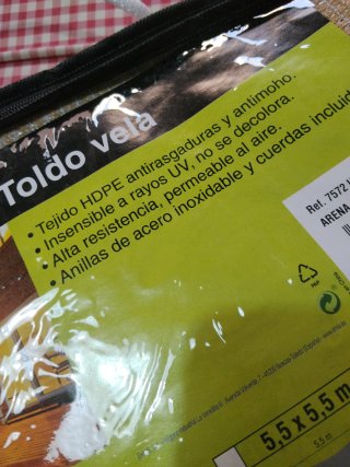 Toldo Vela Triangular 3,6x3,6x3,6m