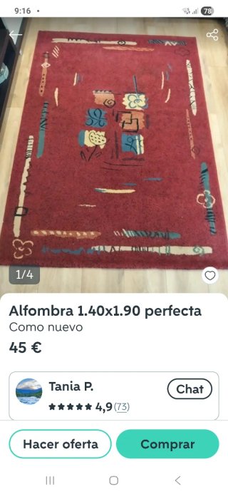 Alfombra 1.40 x 1.90en perfecto estado.