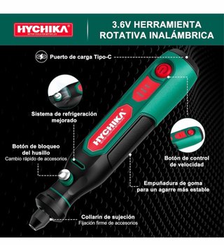 Mini Amoladora HYCHIKA 3.6V + 77 Accesorios