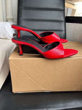 Sandalias tacón Zara Rojo Talla 37