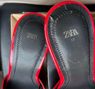 Sandalias tacón Zara Rojo Talla 37