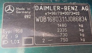 Asiento del izq mercedes clase a (w168) 140 432771