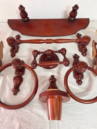 Juego Accesorios Baño Madera