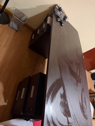 Escritorio oficina marrón y gris