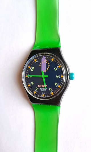 Reloj Swatch StopWatch Negro y Verde