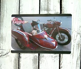 Placa decorativa moto sidecar retro