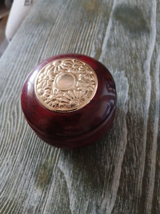 Cajita madera y plata floral