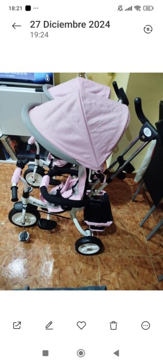Triciclo Evolutivo HOMCOM Rosa 6 en 1