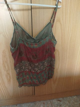 Blusa MISS WAN gasa verde y roja talla L