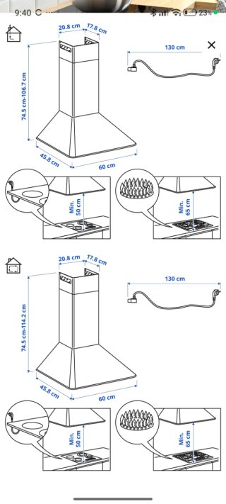 Campana extractora negra 60cm