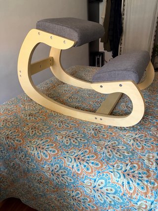 HOMCOM Silla ergonómica rodillas madera gris
