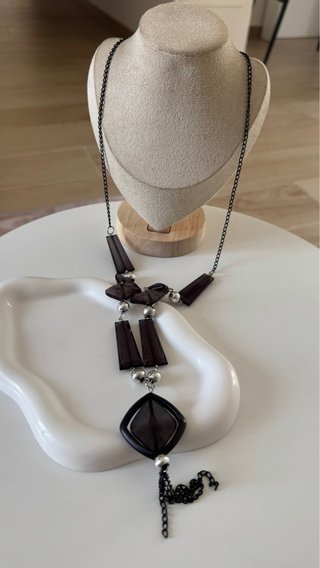 Collana pendente nero acciaio donna