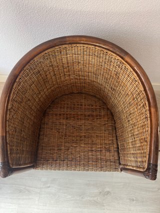 Sillón vintage mimbre y ratán + Lámpara de pie