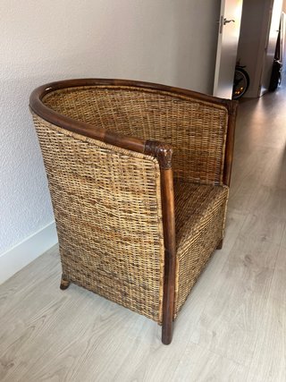 Sillón vintage mimbre y ratán + Lámpara de pie