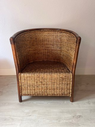 Sillón vintage mimbre y ratán + Lámpara de pie