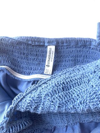 Vestido largo crochet azul Stradivarius