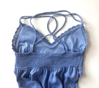Vestido largo crochet azul Stradivarius