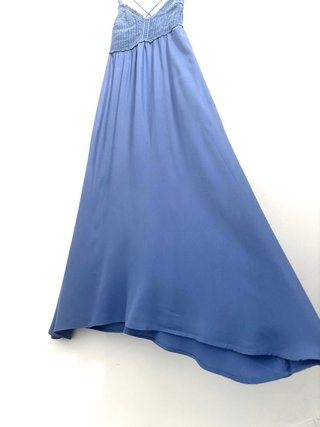 Vestido largo crochet azul Stradivarius