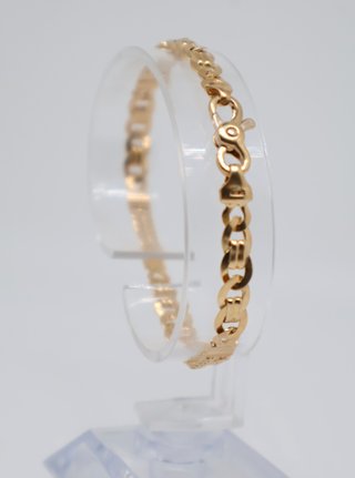 J-0881 Pulsera Oro 18K Eslabón Bismark Combinado