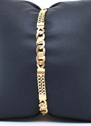 J-0881 Pulsera Oro 18K Eslabón Bismark Combinado