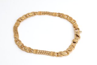 J-0881 Pulsera Oro 18K Eslabón Bismark Combinado