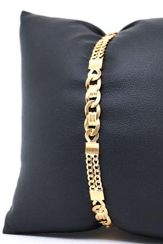 J-0881 Pulsera Oro 18K Eslabón Bismark Combinado