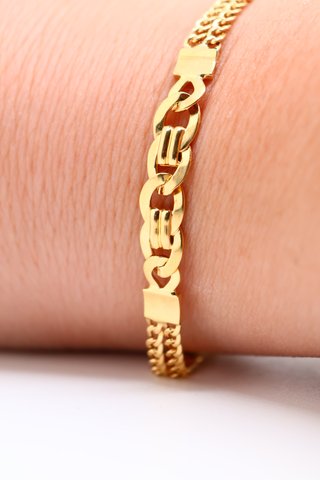 J-0881 Pulsera Oro 18K Eslabón Bismark Combinado
