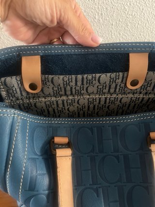 Bolso Carolina Herrera Azul Como Nuevo