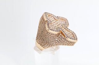 J-0882 Anillo Cruz Oro 14K Circonitas