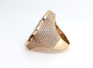 J-0882 Anillo Cruz Oro 14K Circonitas
