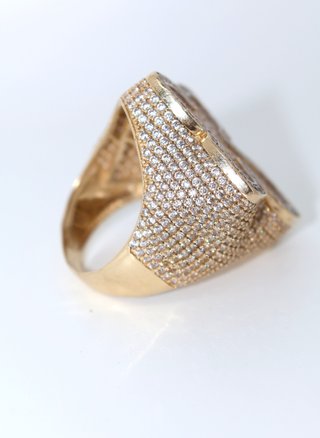 J-0882 Anillo Cruz Oro 14K Circonitas