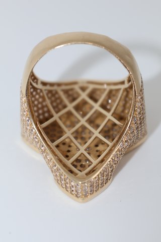 J-0882 Anillo Cruz Oro 14K Circonitas
