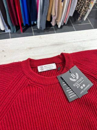 Maglione Brunello Cucinelli Cashmere Uomo Rosso XL