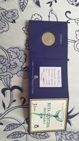 Moneda Ruta Quetzal 1998 3 Euro COLECCIONISMO