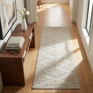 Tappeto da Ingresso Lana e Cotone 160x230cm Avorio